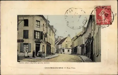 Passepartout Ak Chaumes en Brie Seine et Marne, Rue Foix, Tabac Geschäft