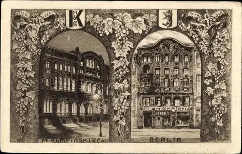 Passepartout Ak Berlin, Weinstuben Kempinski, Straßenansicht, Weinreben