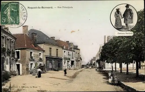 Ak Nogent le Bernard Sarthe, Rue Principale