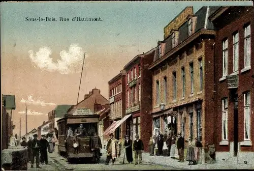 Ak Sous le Bois Nord, Rue d'Hautmont, Straßenbahn