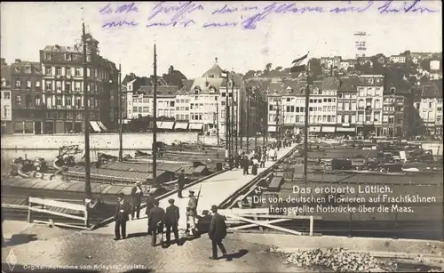 Foto Ak Liège Lüttich Wallonien, Notbrücke über die Maas
