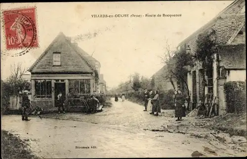 Ak Villers-en-Ouche Orne, Route de Bocquence