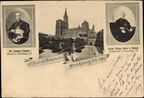Ak Strasbourg Straßburg Elsass Bas Rhin, 52. Deutscher Katholikentag 1905