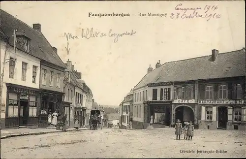 Ak Fauquembergues Pas de Calais, Rue Monsigny, Restaurant