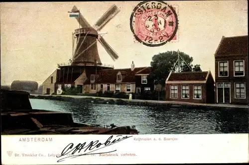 Ak Amsterdam Nordholland Niederlande, Krijtmolen a.d. Baarsjes, Windmühle