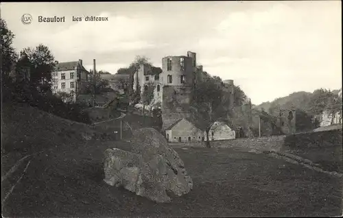 Ak Beaufort Befort Luxemburg, Les chateaux, Ruine