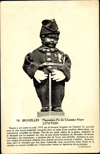 Ak Bruxelles Brüssel, Manneken-Pis en Chasseur Alpin