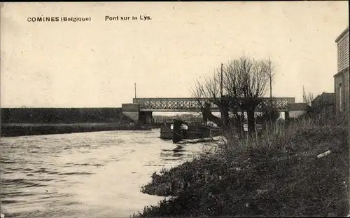 Ak Comines Wallonien Hennegau, Pont sur la Lys