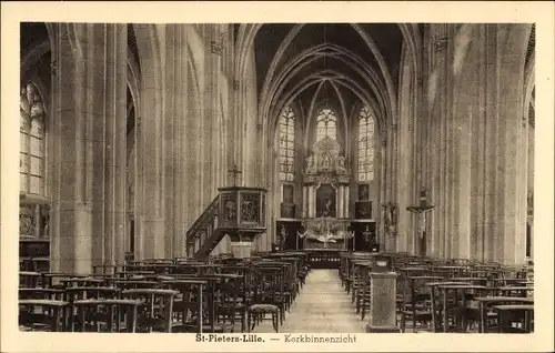 Ak Sint-Pieters-Lille Antwerpen, Kerkbinnenzicht