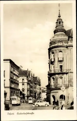 Ak Erfurt in Thüringen, Bahnhofstraße, Tram