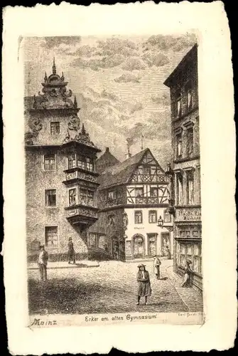 Künstler Ak Jander, Carl, Mainz am Rhein, Erker am alten Gymnasium