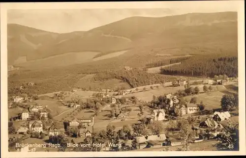 Ak Karpacz Górny Brückenberg Krummhübel Riesengebirge Schlesien, Blick vom Hotel Wang