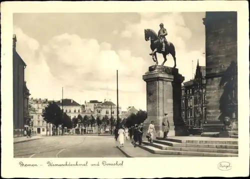 Ak Hansestadt Bremen, Bismarckdenkmal und Domshof