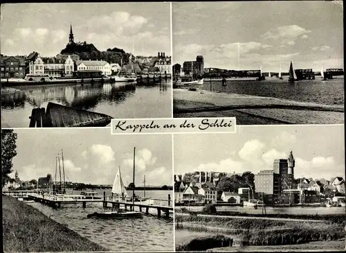 Ak Kappeln an der Schlei, Hafen, Segelboote, Panorama