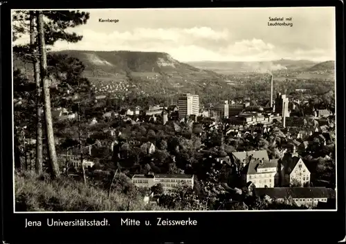 Ak Jena in Thüringen, Universitätsstadt, Panorama, Mitte und Zeisswerke, Kemberge