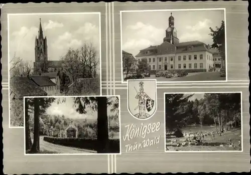 Ak Königsee in Thüringen, Rathaus, Kirche, See, Wappen