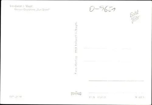 Ak Landwüst Markneukirchen im Vogtland, Konsum-Gaststätte Zum Stern