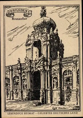 Künstler Ak Dresden Altstadt, Zwinger, Kronentor
