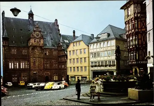 Ak Marburg an der Lahn, Marktplatz mit Rathaus
