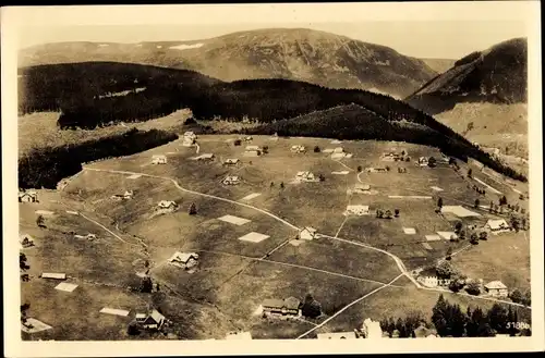 Ak Pec pod Sněžkou Petzer Riesengebirge Region Königgrätz, Blick ü. d. Pantenplan n. d. Brunnberg