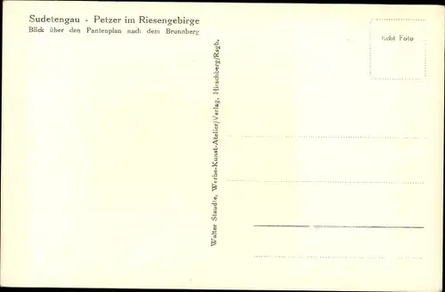 Ak Pec pod Sněžkou Petzer Riesengebirge Region Königgrätz, Blick ü. d. Pantenplan n. d. Brunnberg