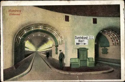 Ak Hamburg Mitte St. Pauli, Elbtunnel