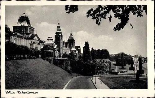 Ak Szczecin Stettin Pommern, Hakenterrasse, Straße