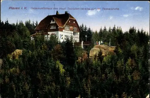 Ak Plauen im Vogtland, Unterkunftshaus des Vogtl. Touristenvereins auf der Tennerahöhe