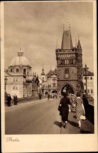 Ak Praha Prag Tschechien, Brückenturm, Kreuzherrenkloster