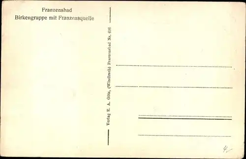 Ak Františkovy Lázně Franzensbad Region Karlsbad, Birkengruppe mit Franzensquelle