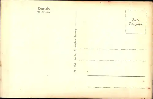 Ak Gdańsk Danzig, St. Marienkirche, Blick vom Glockenturm zur Kirche