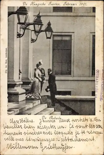 Ak Königin Wilhelmina, Prinz Hendrik, Herinnering Februari 1901