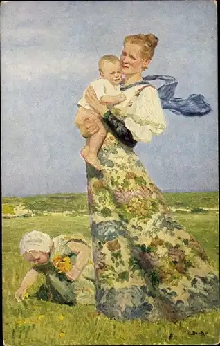 Künstler Ak Bantzer, Dresden Zentrum, Margarittentag 1911, Mutter mit Kindern
