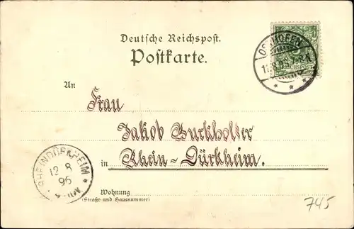 Litho Osthofen in Rheinhessen, Turnhalle, Denkmal Totalansicht