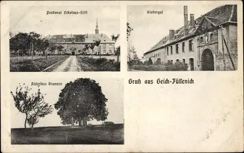 Ak Geich Zülpich in Nordrhein Westfalen, Pensionat Nikolaus Stift, Klostergut, Alderikes Brunnen