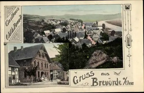 Ak Brevörde an der Weser, Totalansicht, Gasthaus von Wilhelm Brand