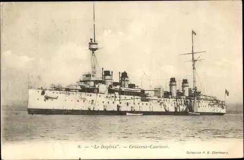 Ak Französisches Kriegsschiff, Croiseur Cuirasse Le Dupleix