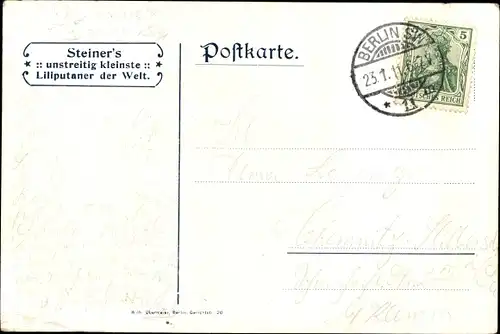 Ak Steiner's unstreitig kleinste Liliputaner der Welt