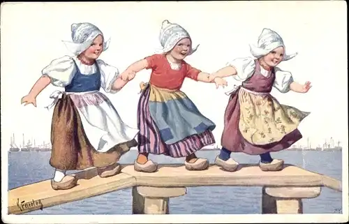 Künstler Ak Feiertag, K., Mädchen in niederländischer Tracht