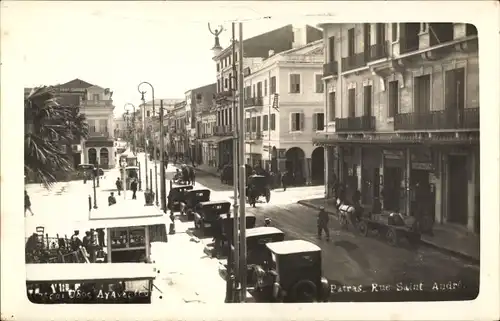 Foto Ak Patras in Griechenland, Rue Saint Andre, Autos