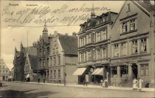 Ak Husum in Nordfriesland, Großstraße, Hotel Stadt Hamburg, Holzlager