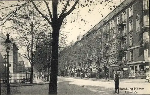 Ak Hamburg Mitte Hamm, Ritterstraße, Straßenpartie, Gebäude