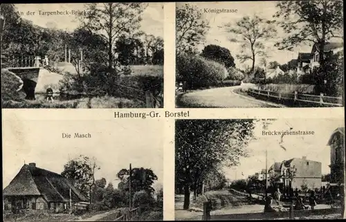 Ak Hamburg Groß Borstel, Königstraße, Tarpenbeck Brücke, die Masch, Brückwiesenstraße
