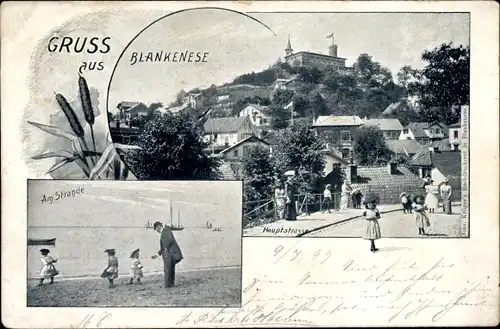 Ak Hamburg Altona Blankenese, Am Strand, Hauptstraße, Süllberg