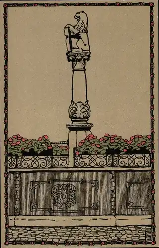 Steindruck Ak Dinkelsbühl im Kreis Ansbach Mittelfranken, Ansicht vom Denkmal