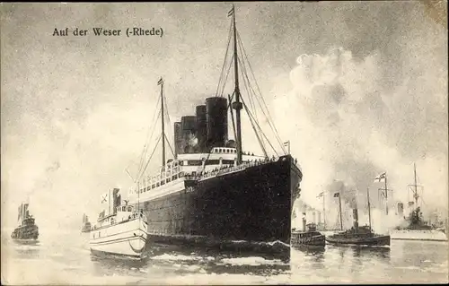 Ak Dampfer auf der Weser, Dampfschiffe