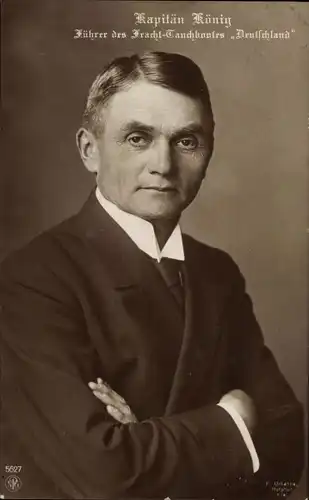 Ak Kapitän Paul König, Führer des Frachttauchbootes Deutschland, Portrait, NPG 5627