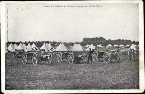 Ak Sissonne Aisne, Camp de Sissonne, Campement de l'Artillerie