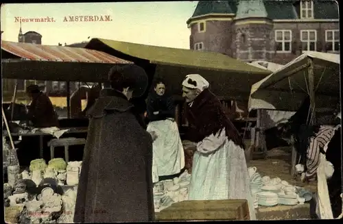 Ak Amsterdam Nordholland Niederlande, Nieuwmarkt