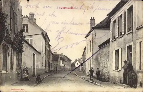 Ak Villevaudé Seine-et-Marne, Straßenszene, Anwohner